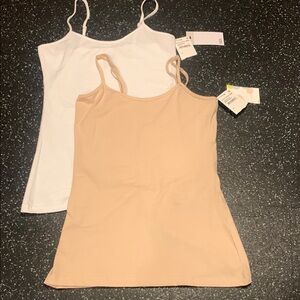 NWT Bundle White and Beige Camisole Tank Top Set Adjustable Straps